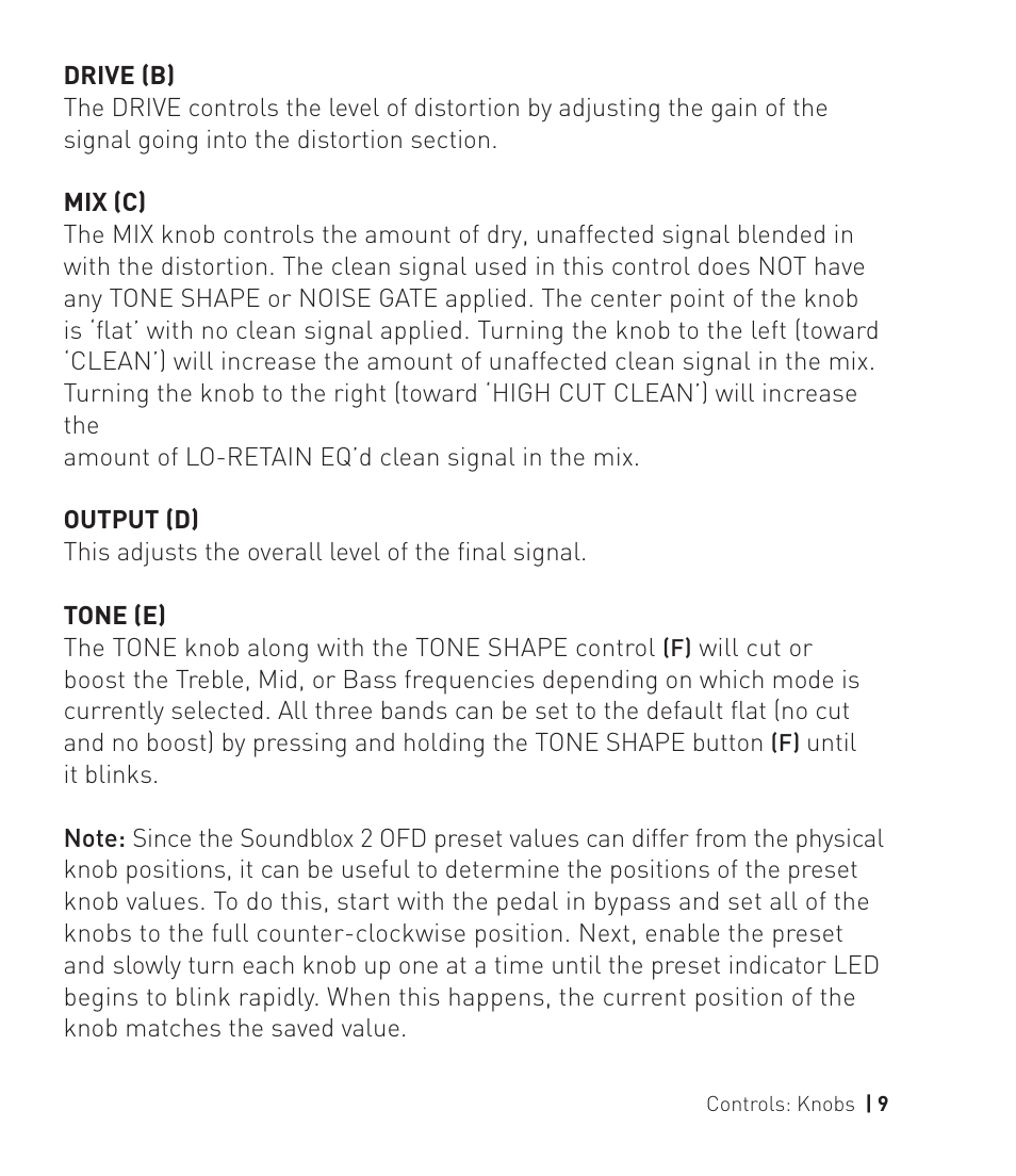 Source Audio Soundblox 2 OFD Bass microModeler User Manual | Page 9 / 24
