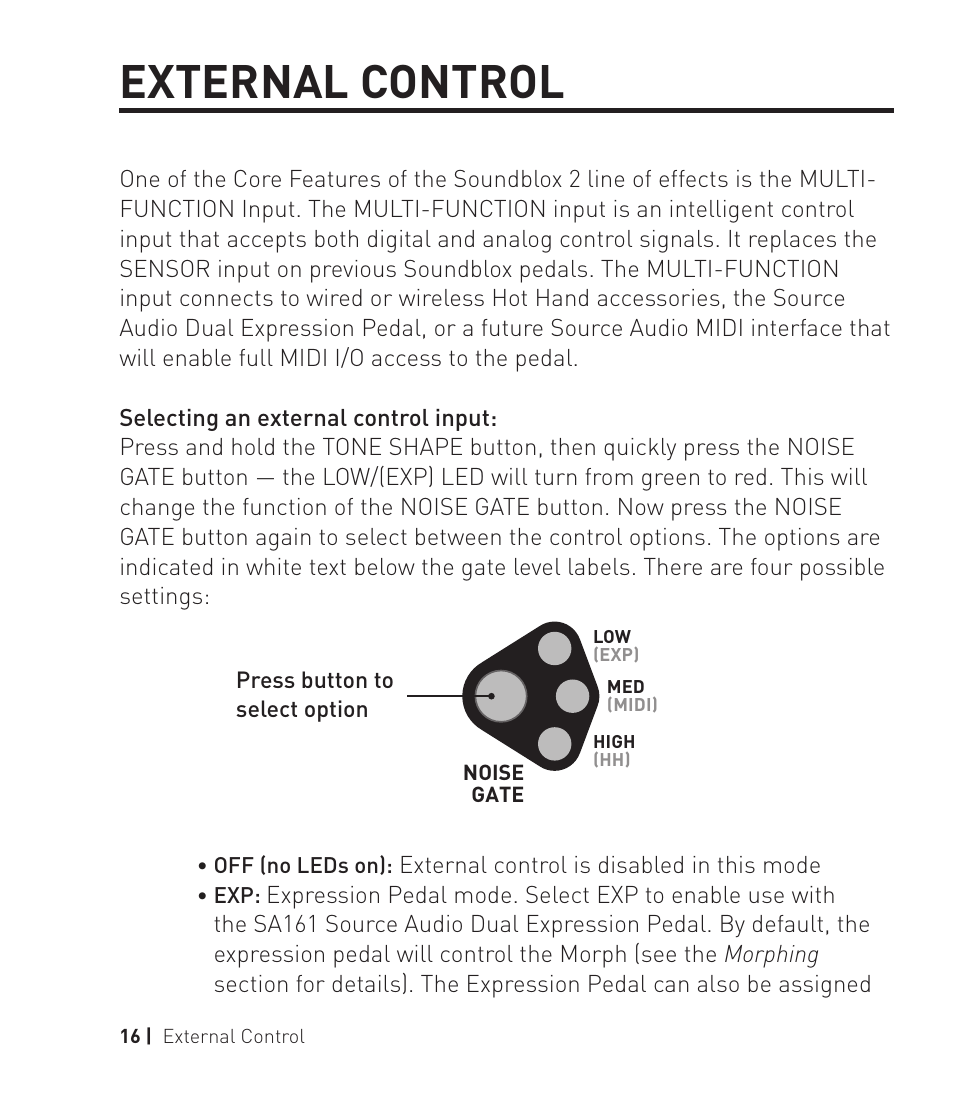 External control | Source Audio Soundblox 2 OFD Guitar microModeler User Manual | Page 16 / 24