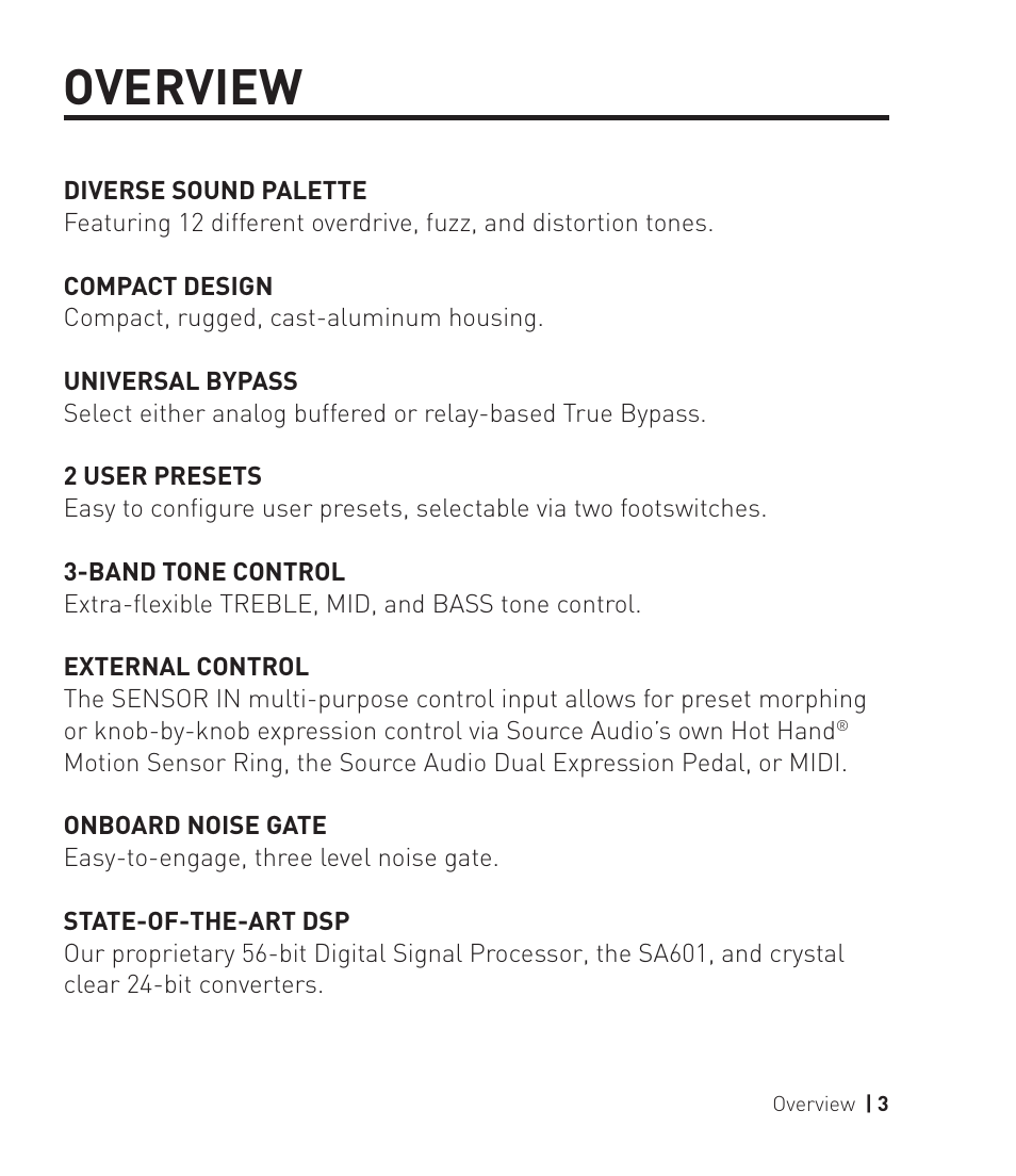 Overview | Source Audio Soundblox 2 OFD Guitar microModeler User Manual | Page 3 / 24