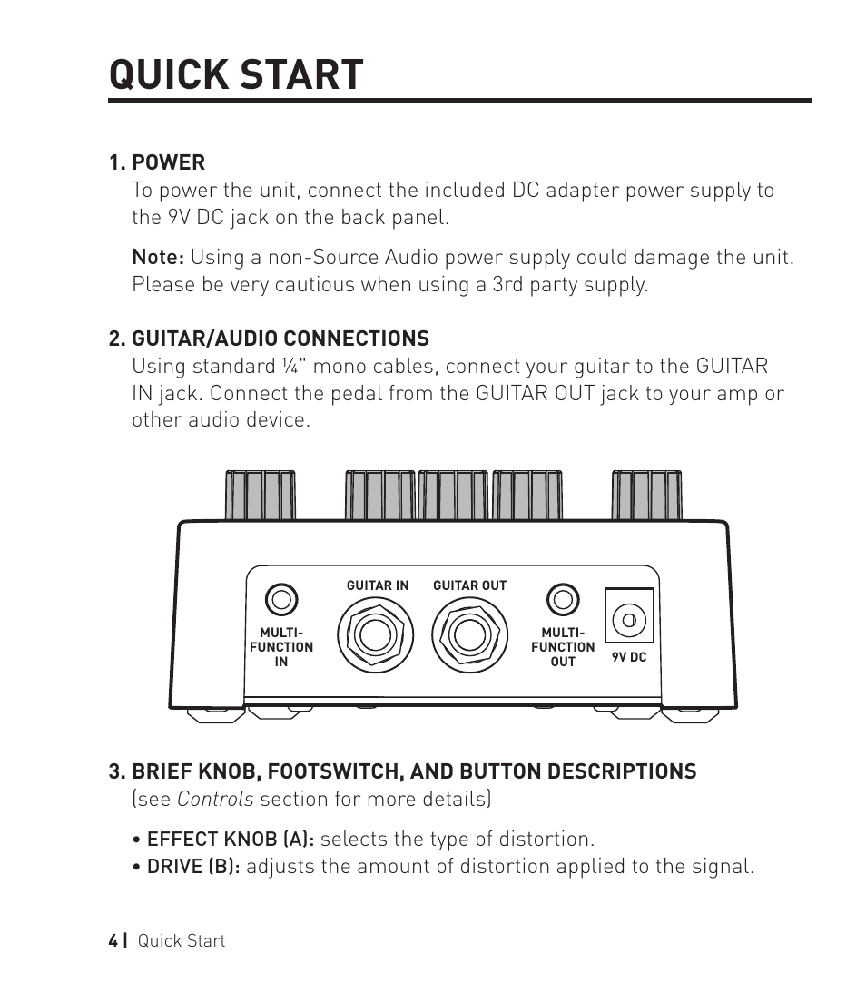 Quick start | Source Audio Soundblox 2 OFD Guitar microModeler User Manual | Page 4 / 24