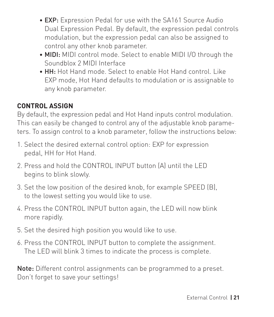 Source Audio Soundlbox 2 Orbital Modulator User Manual | Page 22 / 28