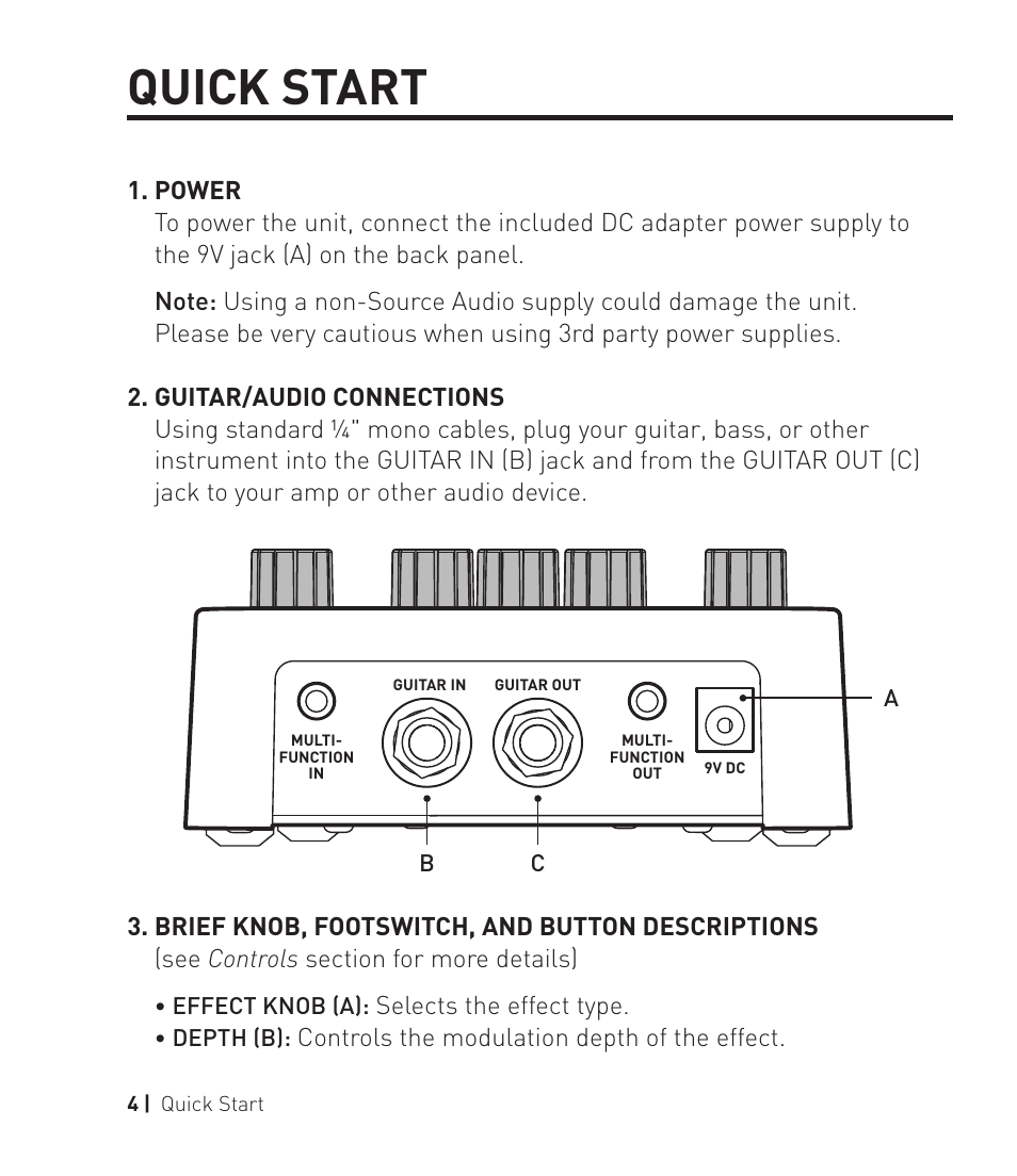 Quick start | Source Audio Soundlbox 2 Orbital Modulator User Manual | Page 5 / 28