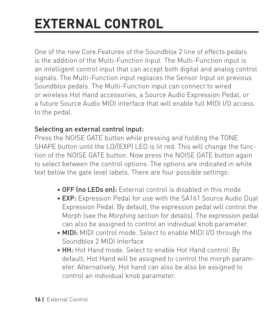 External control | Source Audio Soundblox 2 Multiwave Distortion User Manual | Page 16 / 24