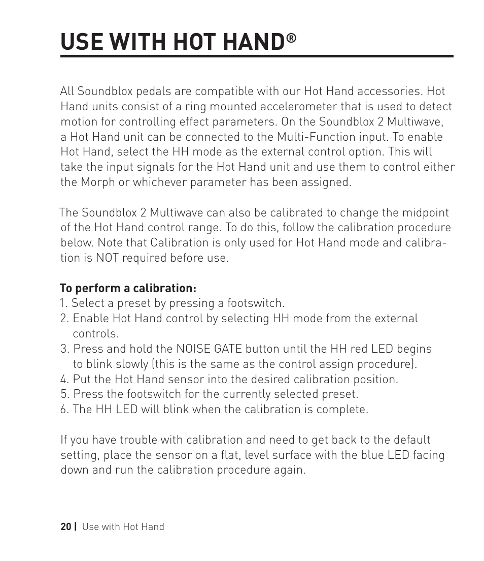 Use with hot hand | Source Audio Soundblox 2 Multiwave Distortion User Manual | Page 20 / 24
