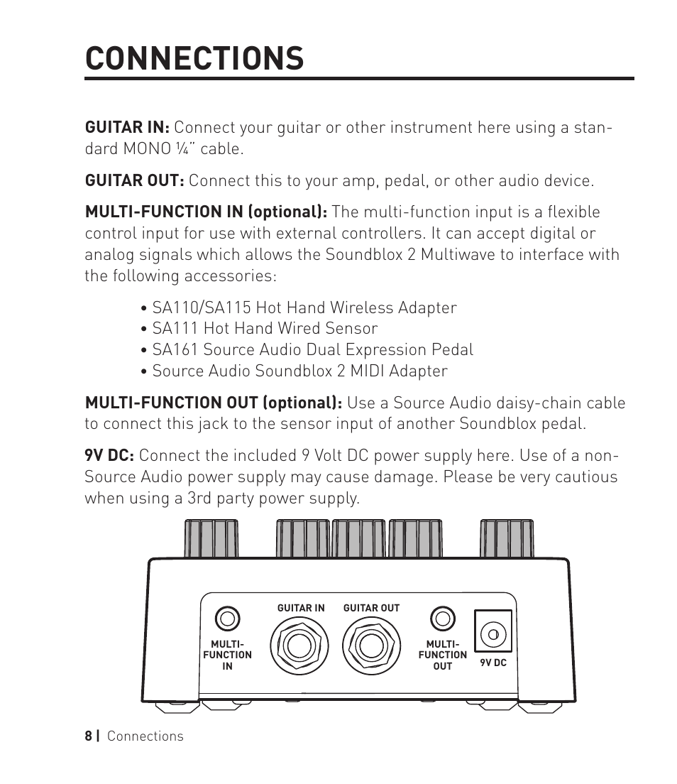 Connections | Source Audio Soundblox 2 Multiwave Distortion User Manual | Page 8 / 24