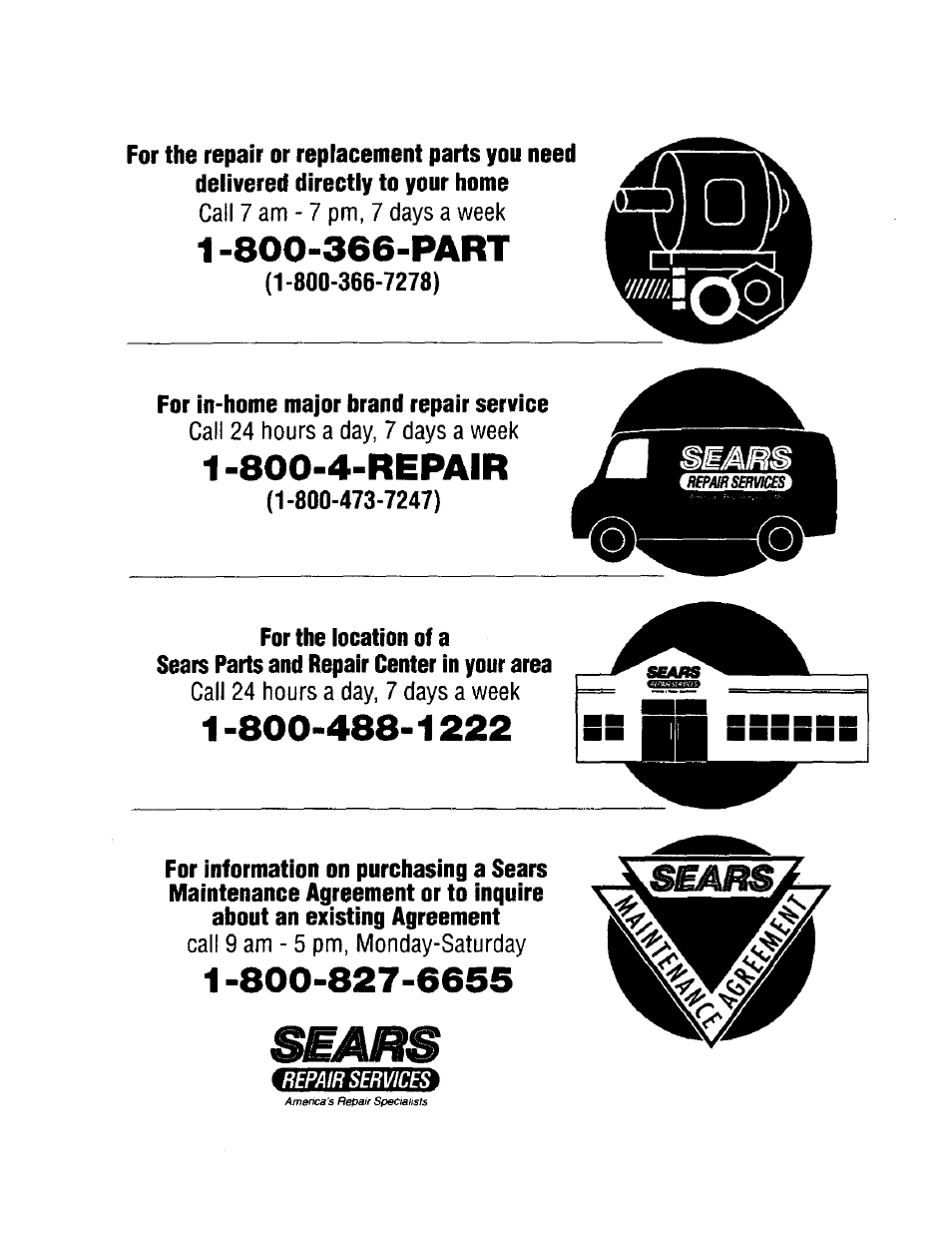 800-4-repair | Craftsman 247.888510 User Manual | Page 40 / 40