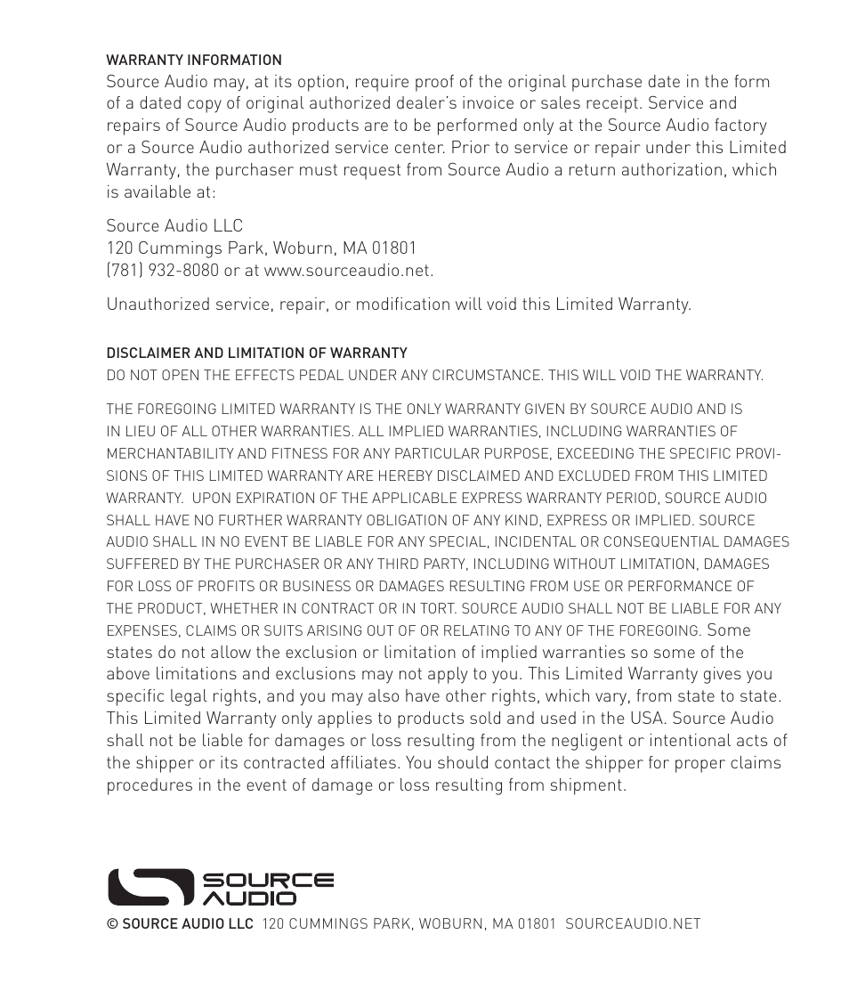 Source Audio Soundblox 2 Multiwave Bass Distortion User Manual | Page 24 / 24