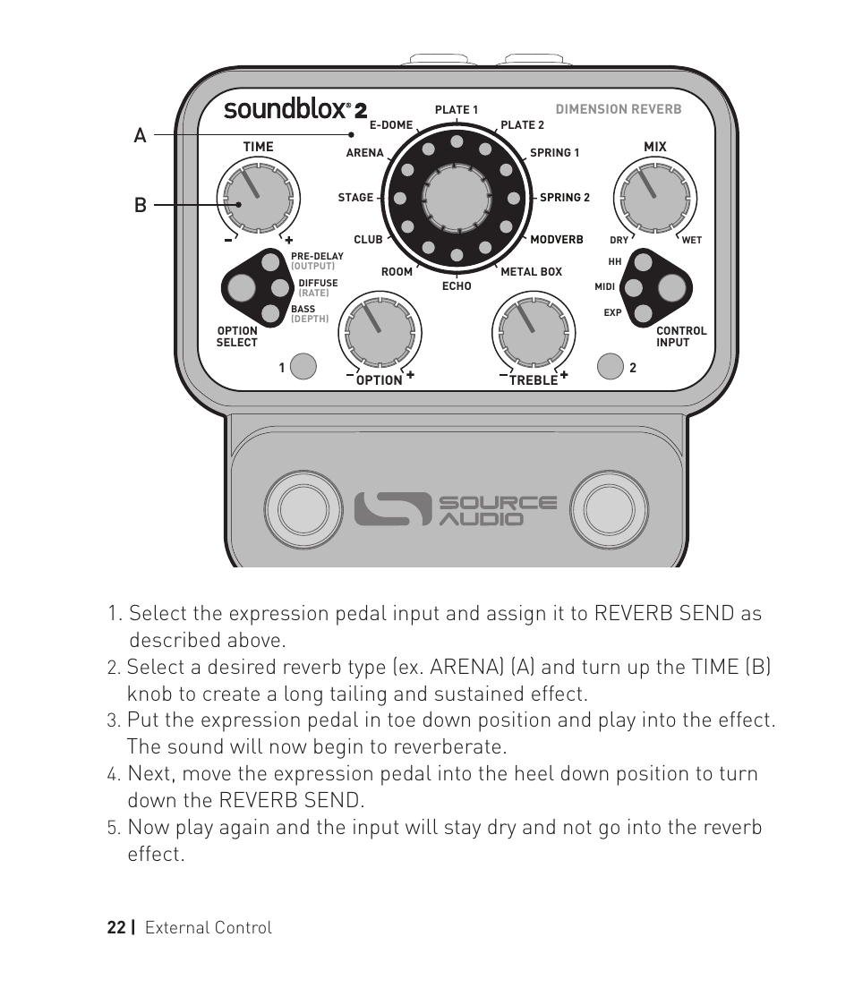 22 | external control | Source Audio Soundblox 2 Dimension Reverb User Manual | Page 22 / 28