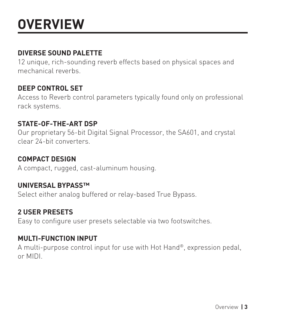 Overview | Source Audio Soundblox 2 Dimension Reverb User Manual | Page 3 / 28