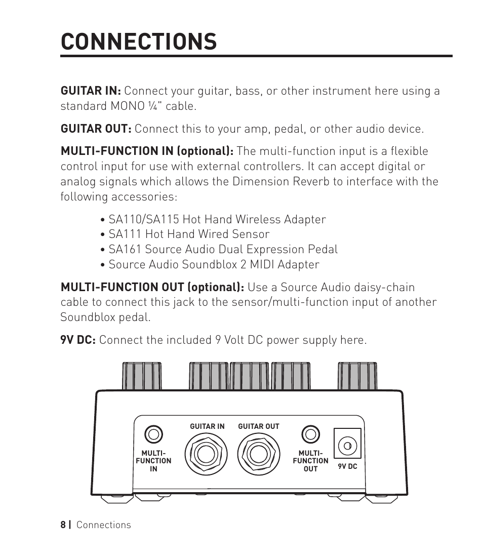 Connections | Source Audio Soundblox 2 Dimension Reverb User Manual | Page 8 / 28