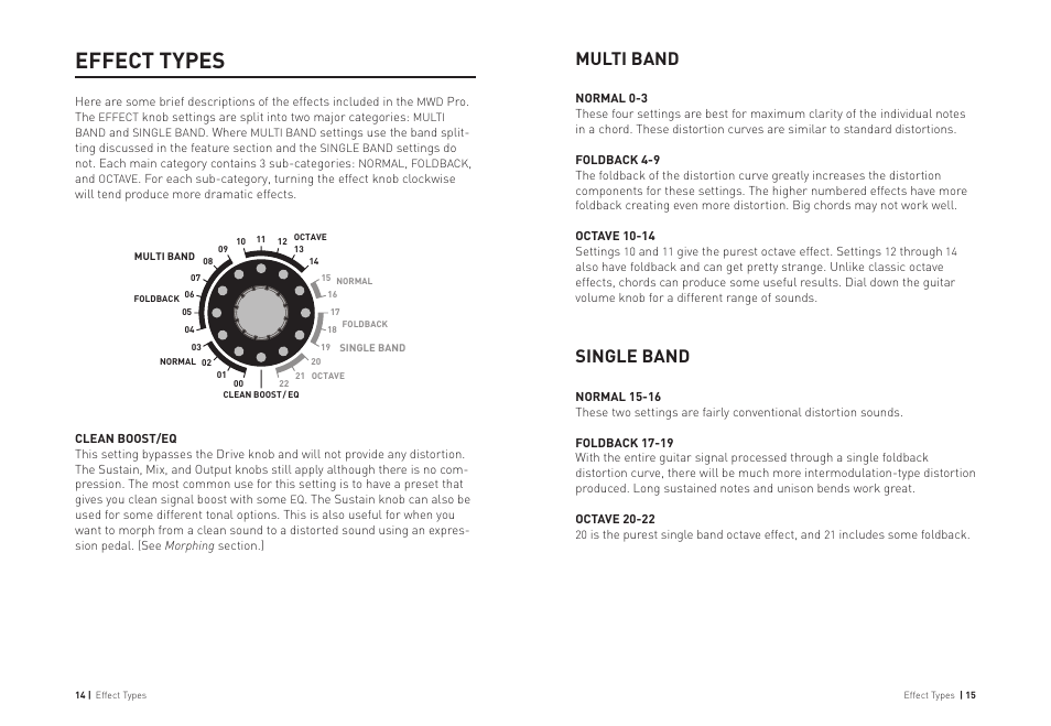 Effect types, Multi band, Single band | Source Audio Soundblox Pro Multiwave Distortion Pro User Manual | Page 8 / 13