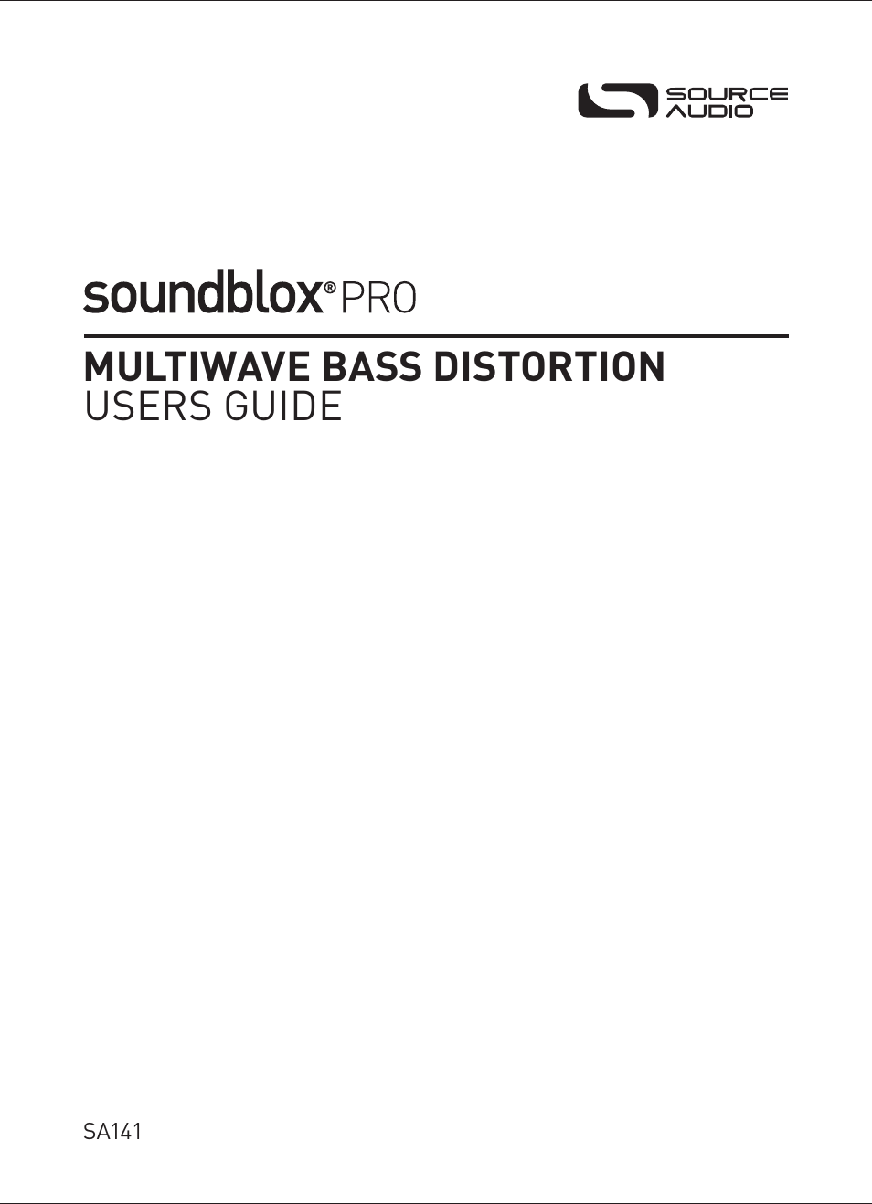 Source Audio Soundblox Pro Multiwave Bass Distortion Pro User Manual | 13 pages