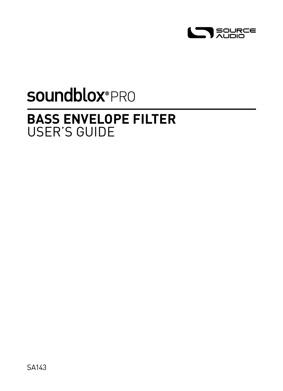 Source Audio Soundblox Pro Bass Envelope Filter User Manual | 28 pages