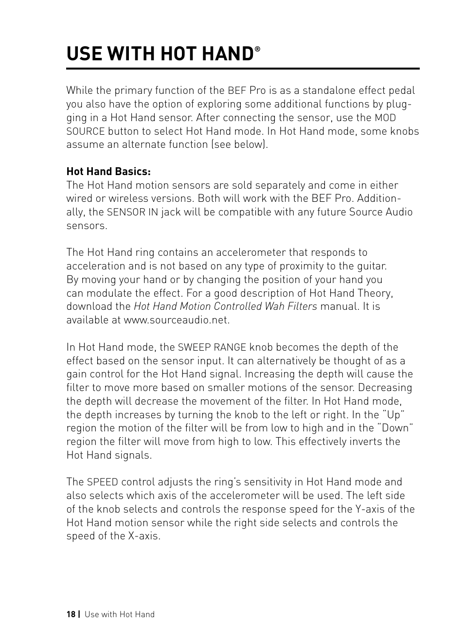 Use with hot hand | Source Audio Soundblox Pro Bass Envelope Filter User Manual | Page 18 / 28