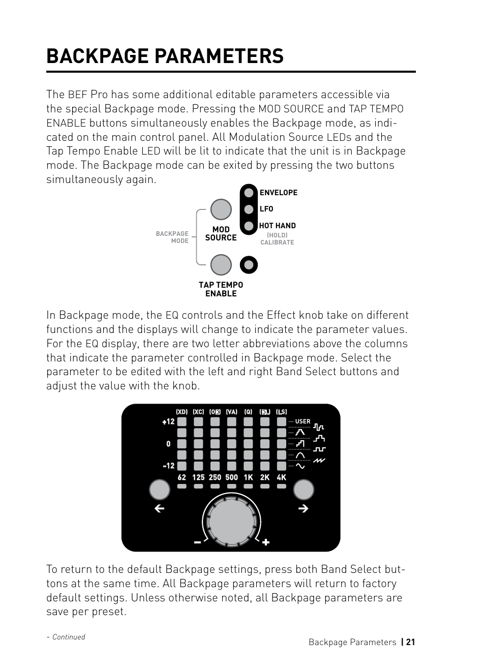 Backpage parameters | Source Audio Soundblox Pro Bass Envelope Filter User Manual | Page 21 / 28