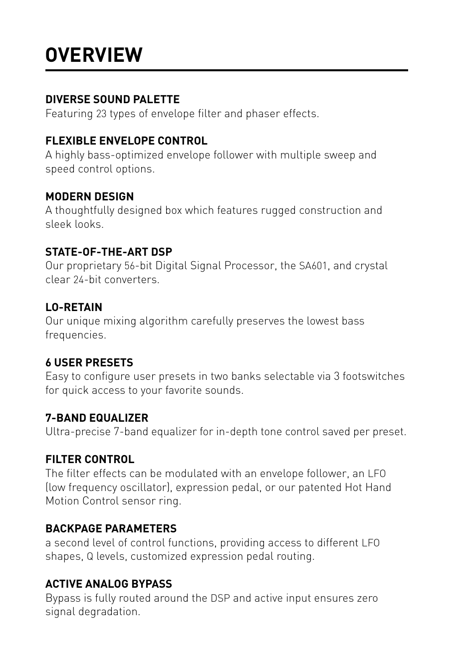 Overview | Source Audio Soundblox Pro Bass Envelope Filter User Manual | Page 3 / 28