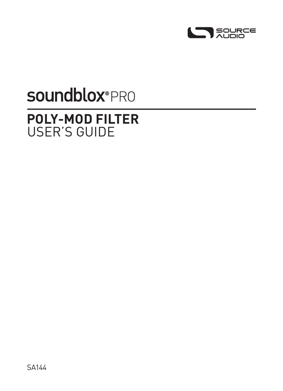 Source Audio Soundblox Pro Poly-Mod Filter User Manual | 28 pages