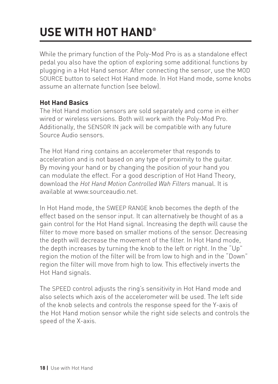 Use with hot hand | Source Audio Soundblox Pro Poly-Mod Filter User Manual | Page 18 / 28