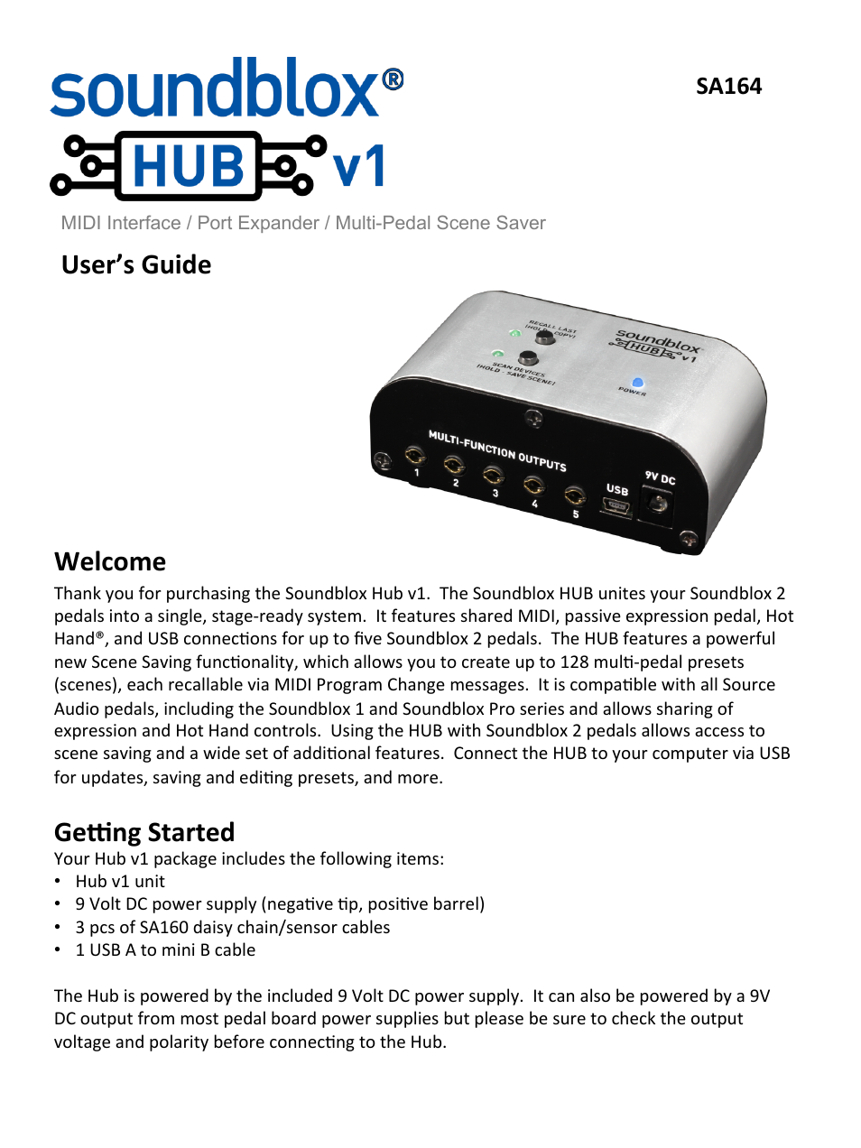 Source Audio Soundblox Hub v1 User Manual | 7 pages