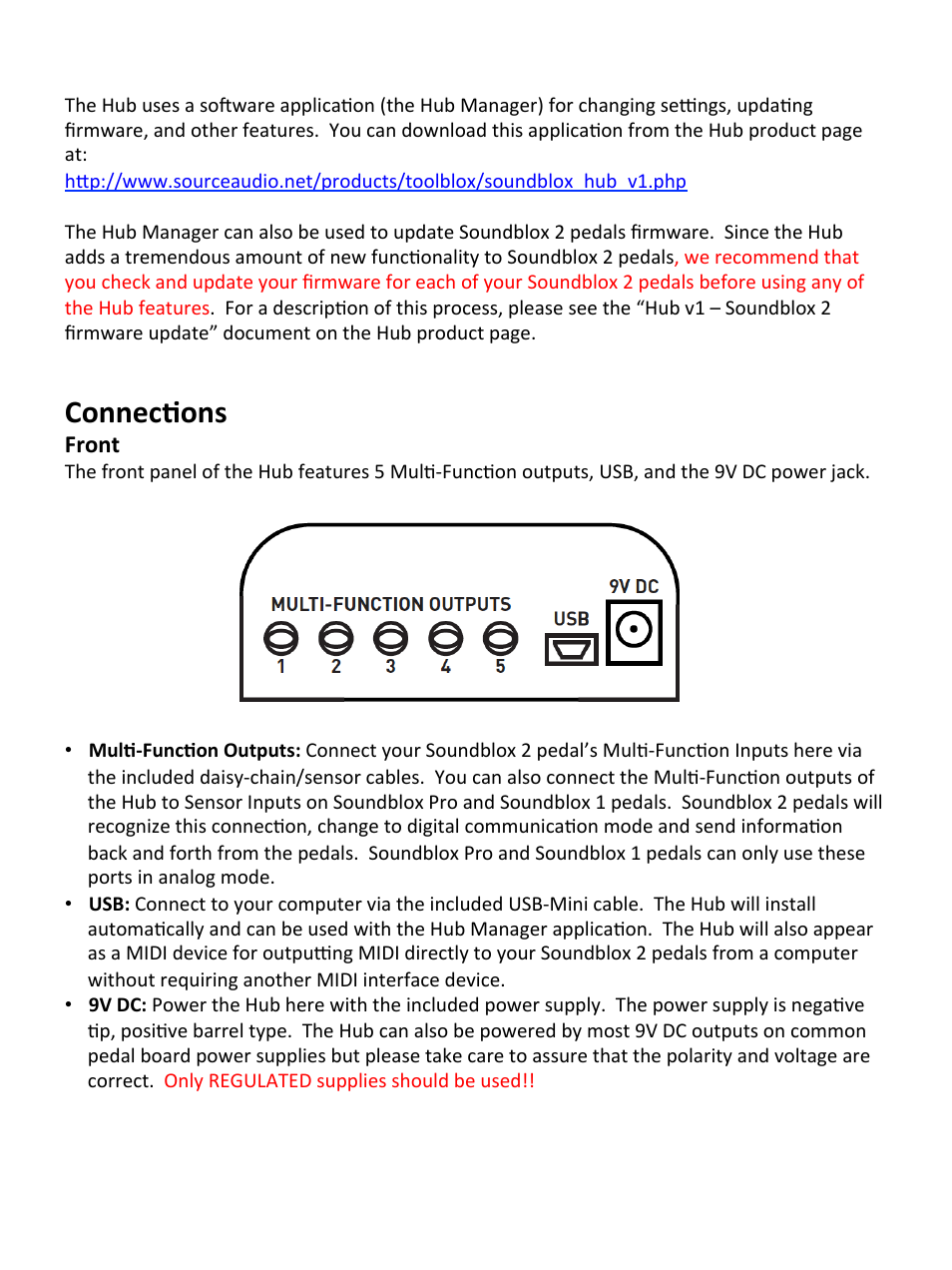 Connec;ons | Source Audio Soundblox Hub v1 User Manual | Page 2 / 7