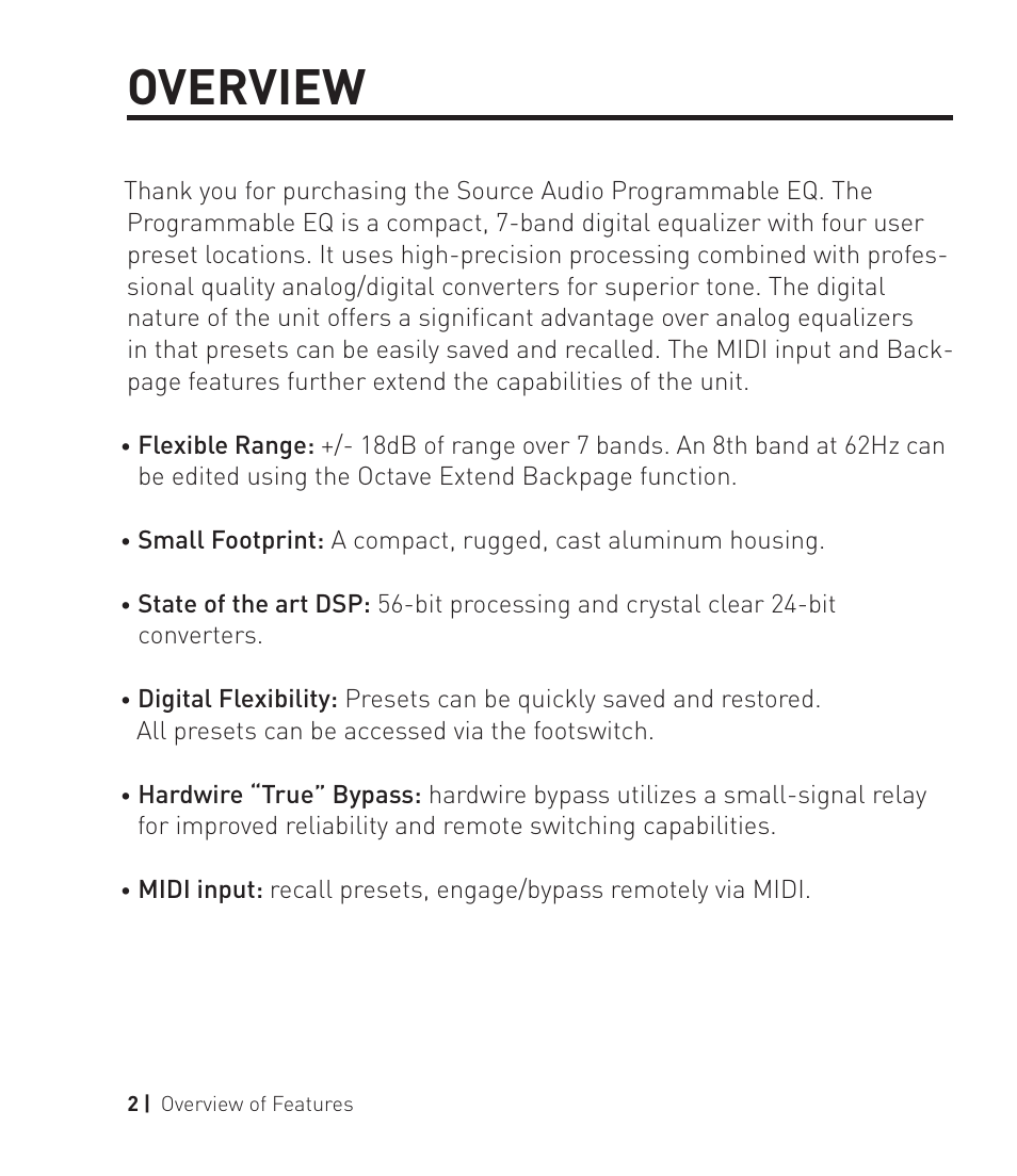 Overview | Source Audio Toolblox Programmable EQ User Manual | Page 2 / 12