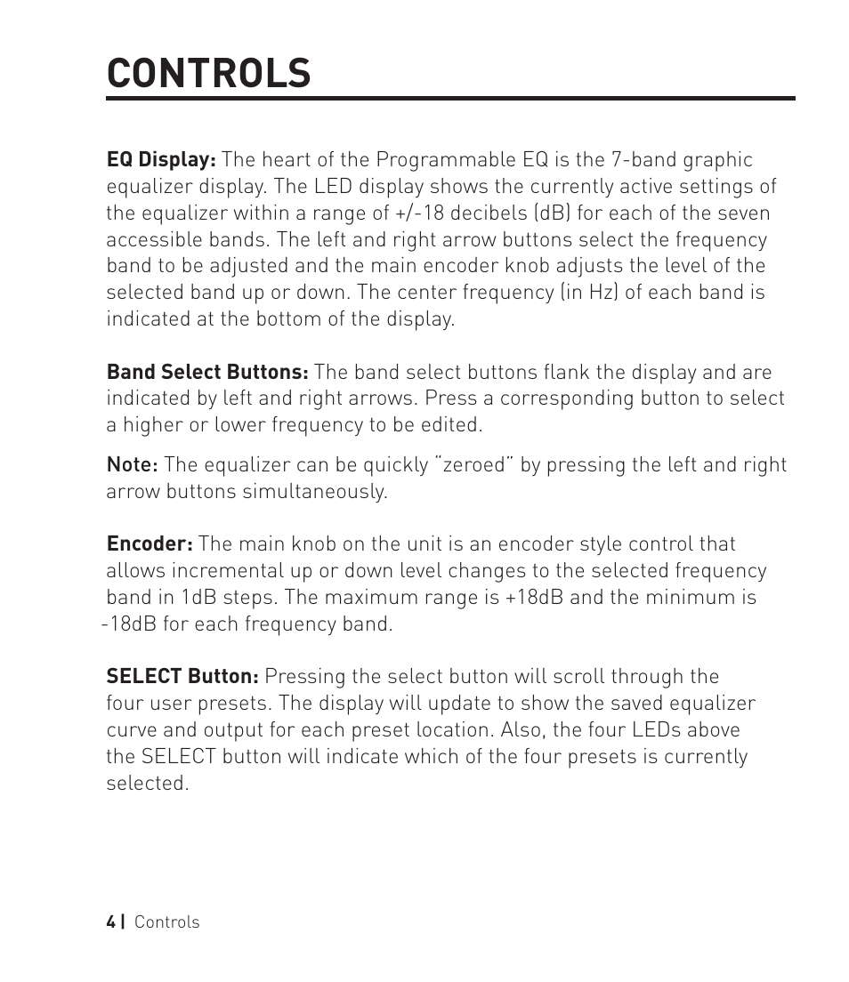 Controls | Source Audio Toolblox Programmable EQ User Manual | Page 4 / 12