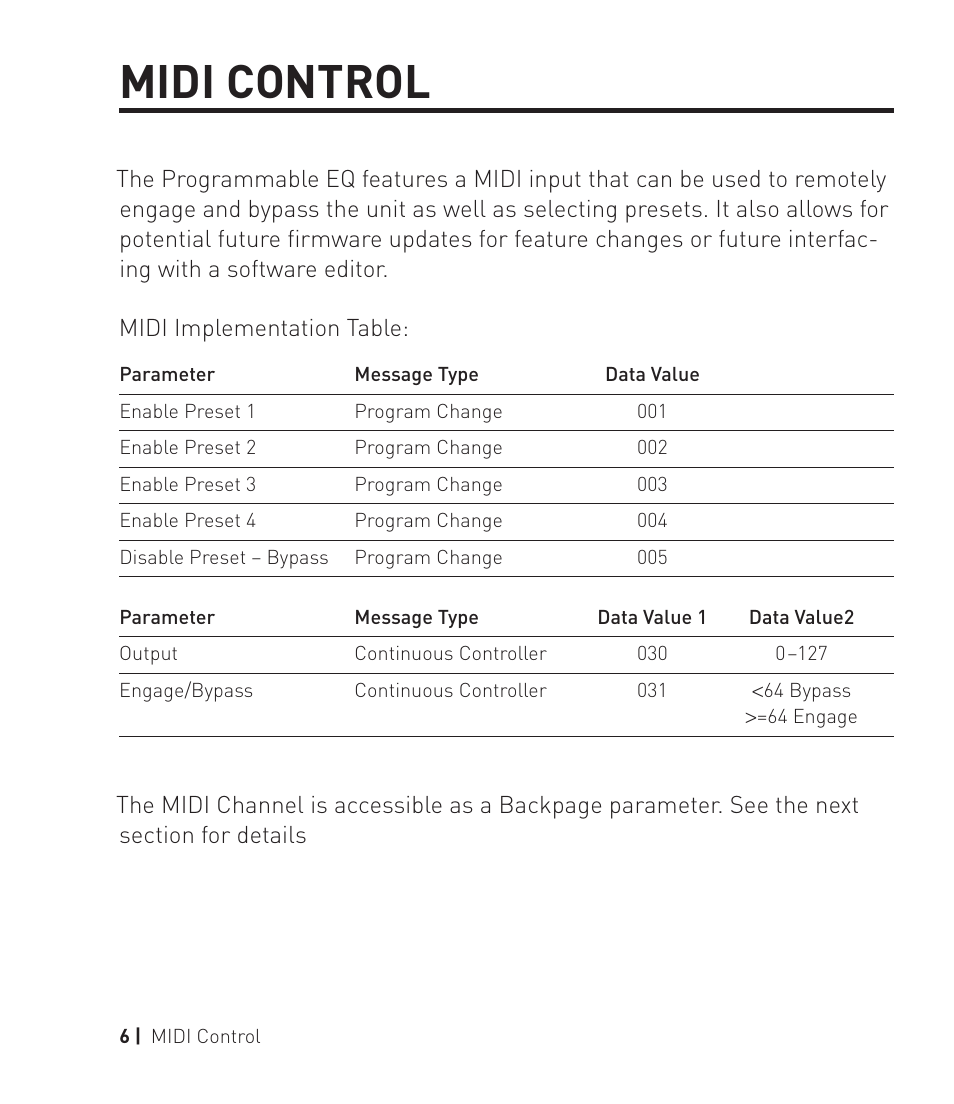 Midi control | Source Audio Toolblox Programmable EQ User Manual | Page 6 / 12