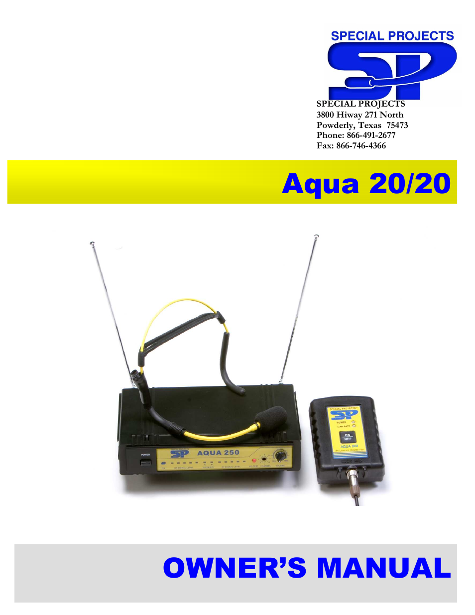 Special Projects Audio Aqua 20/20 Submersible Wireless User Manual | 5 pages