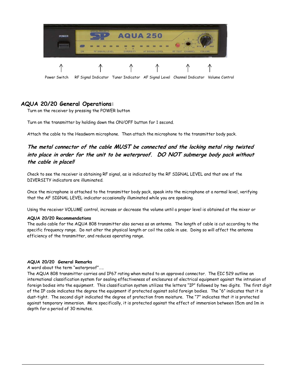 Must, Do not | Special Projects Audio Aqua 20/20 Submersible Wireless User Manual | Page 4 / 5