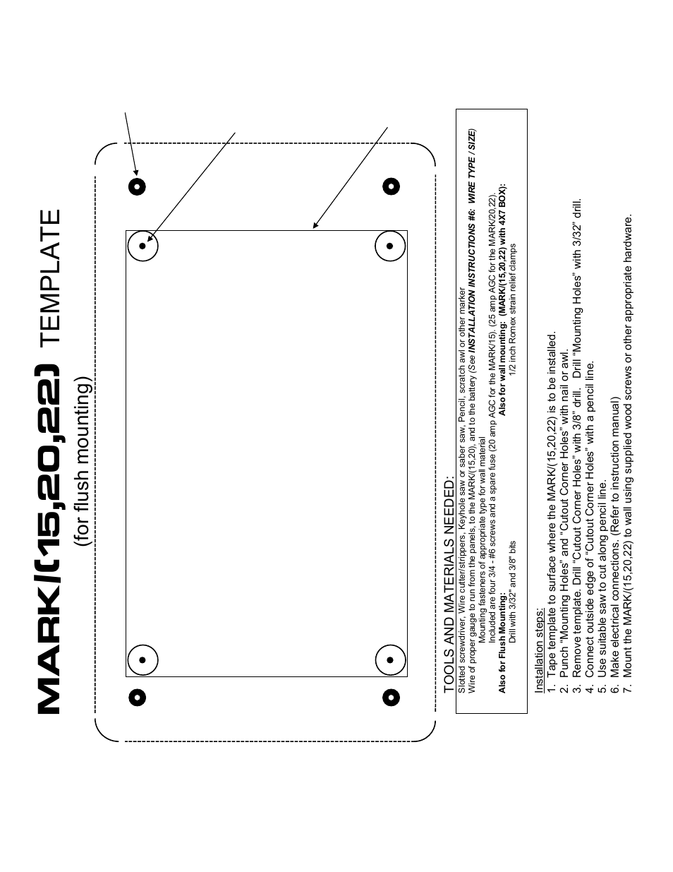Mark, Template, For flush mounting) | Specialty Concepts MARK/22 User Manual | Page 9 / 10