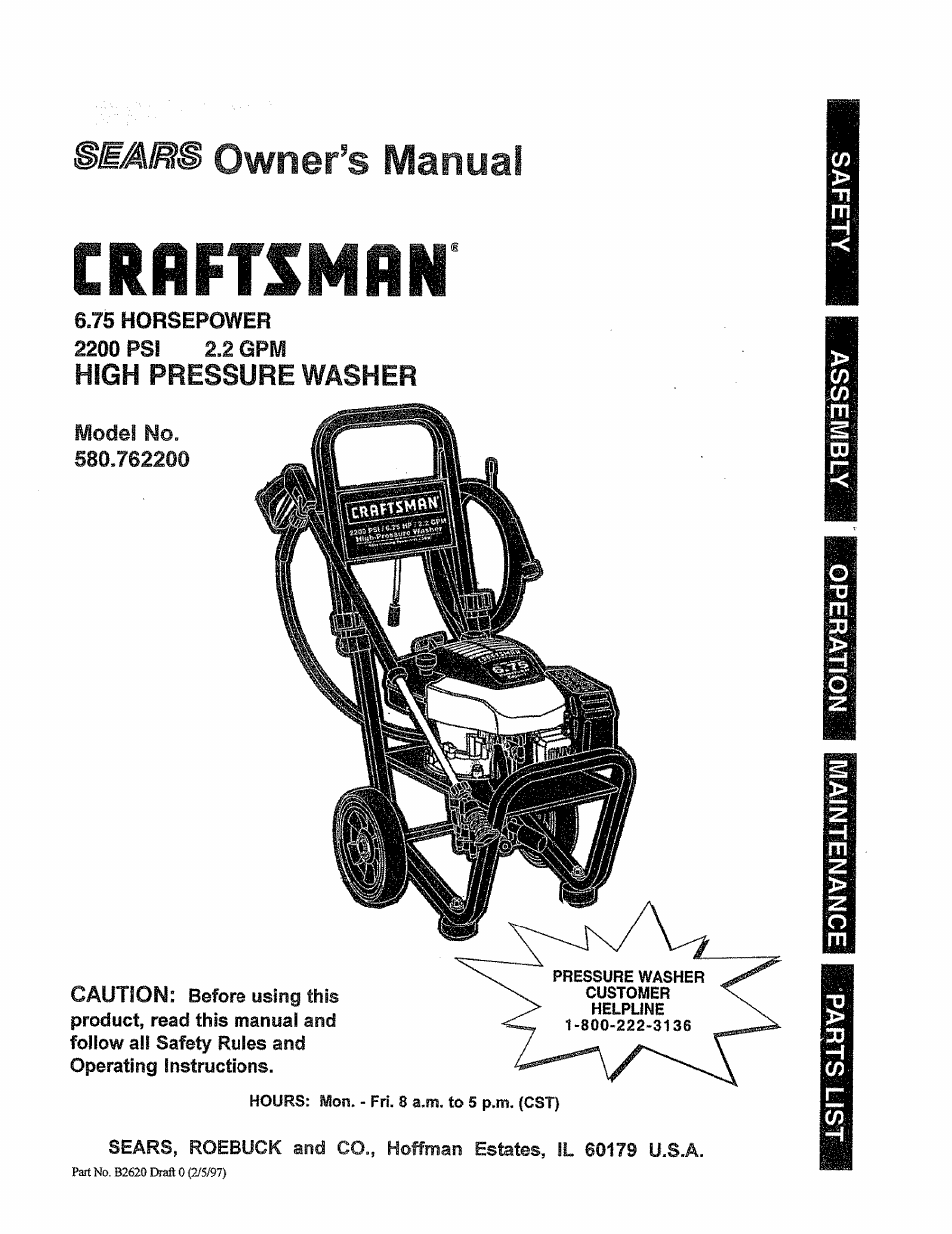 Craftsman 580.762200 User Manual | 28 pages