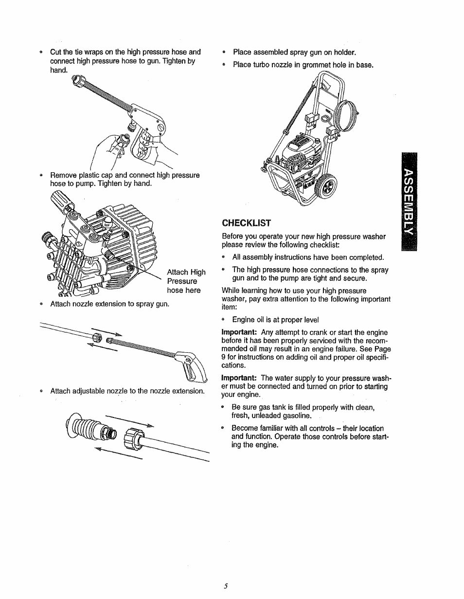 Checklist | Craftsman 580.762200 User Manual | Page 5 / 28