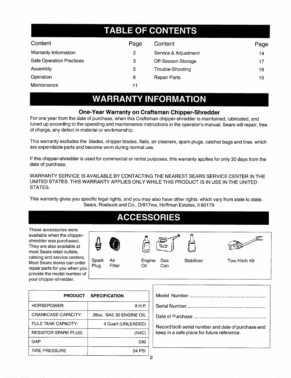 Craftsman 247.775860 User Manual | Page 2 / 46