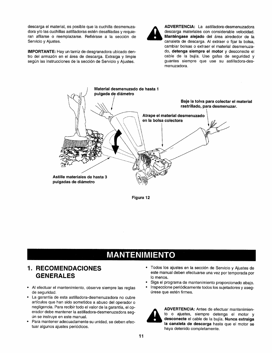 Figura 12, Mantenimiento, Recomendaciones generales | Craftsman 247.775860 User Manual | Page 38 / 46
