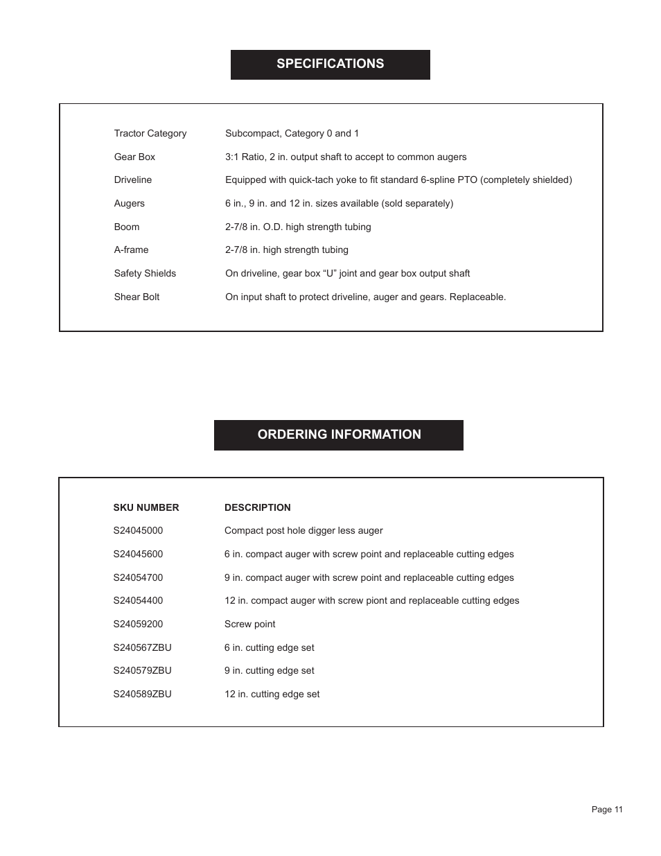 Specifications ordering information | Speeco S24045000 User Manual | Page 13 / 14