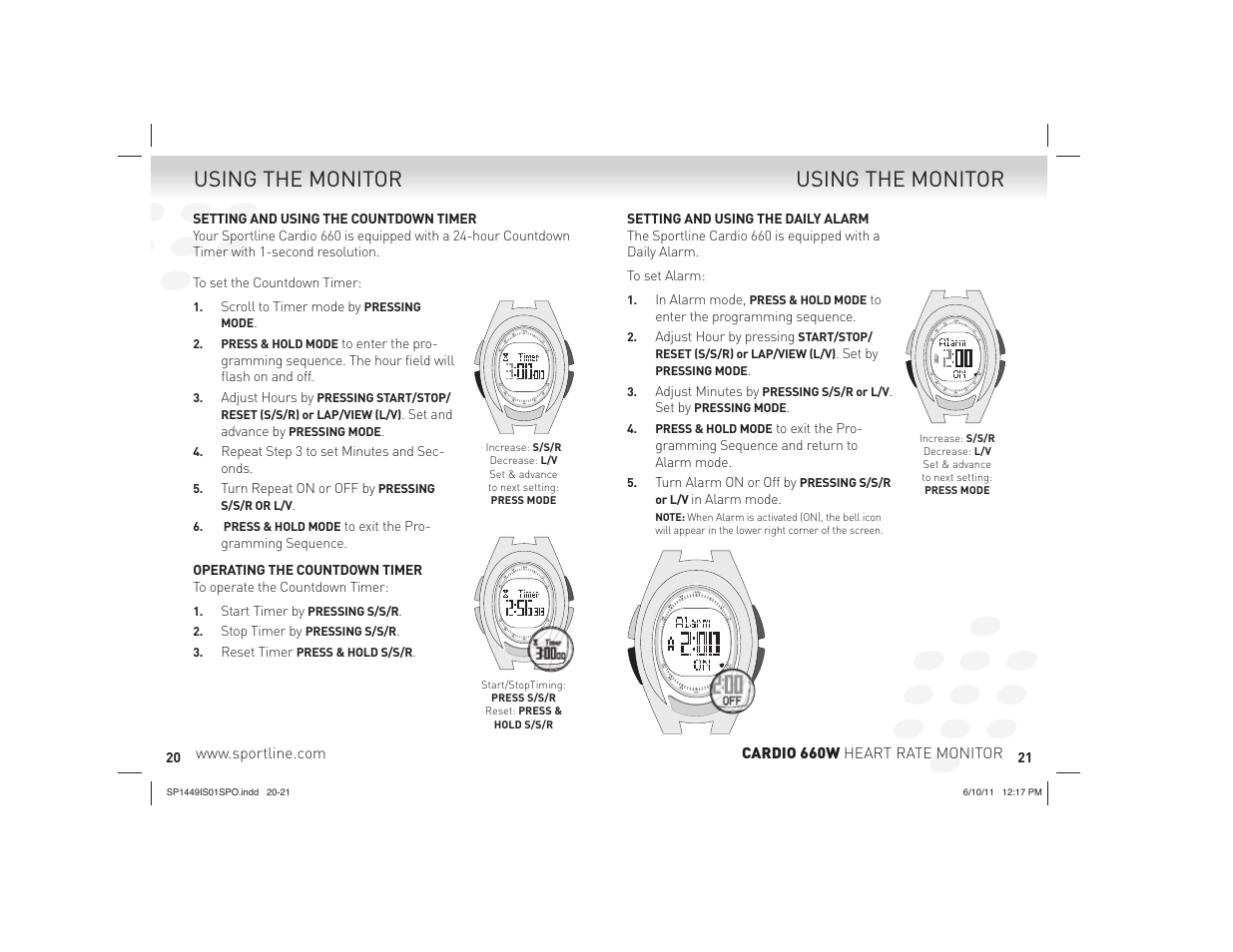 Using the monitor | Sportline 660 CARDIO (Womens) User Manual | Page 11 / 15