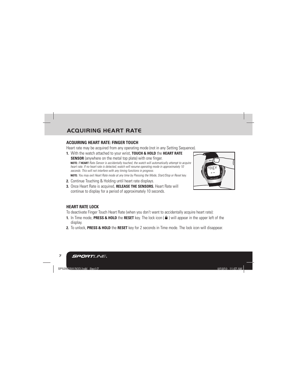 Acquiring heart rate | Sportline 1010 DUO (Womens) User Manual | Page 10 / 32