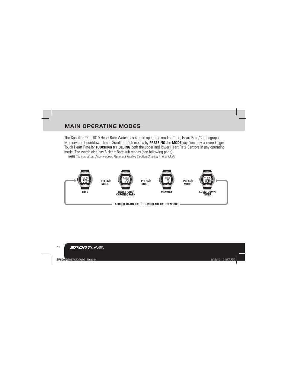 Main operating modes | Sportline 1010 DUO (Womens) User Manual | Page 12 / 32