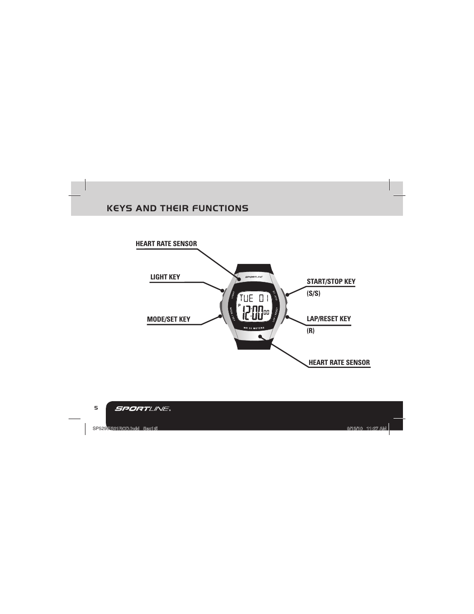 Keys and their functions | Sportline 1010 DUO (Womens) User Manual | Page 8 / 32