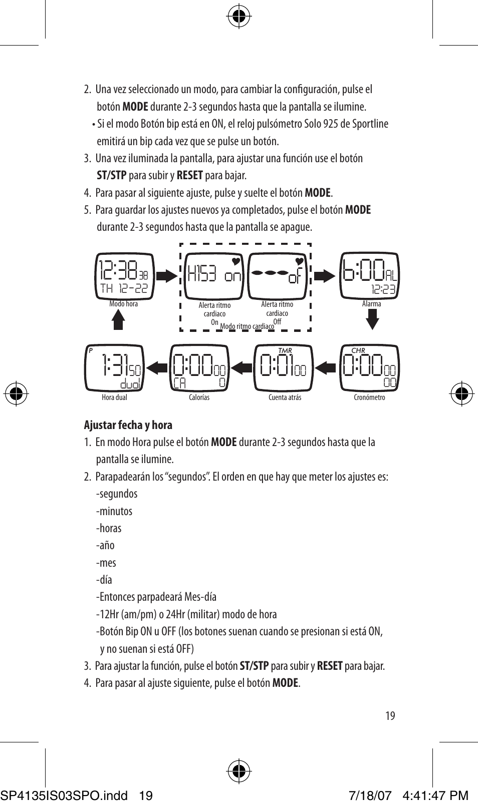 H153 on | Sportline 925 Solo (Mens) User Manual | Page 19 / 72