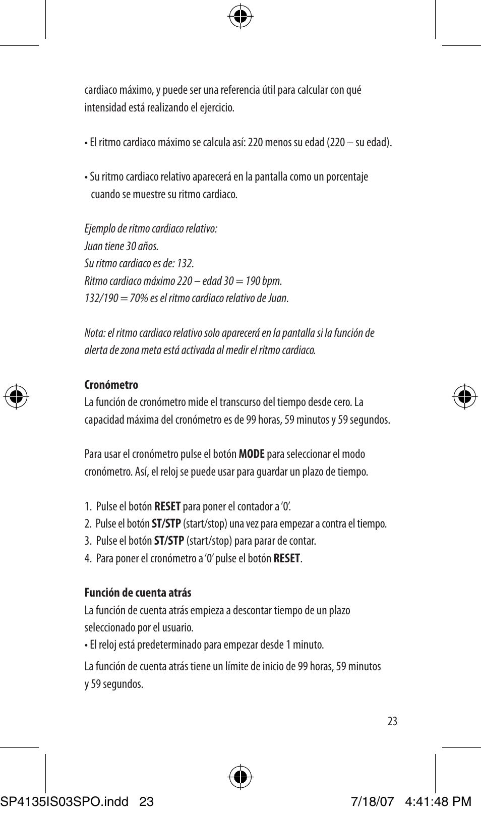 Sportline 925 Solo (Mens) User Manual | Page 23 / 72