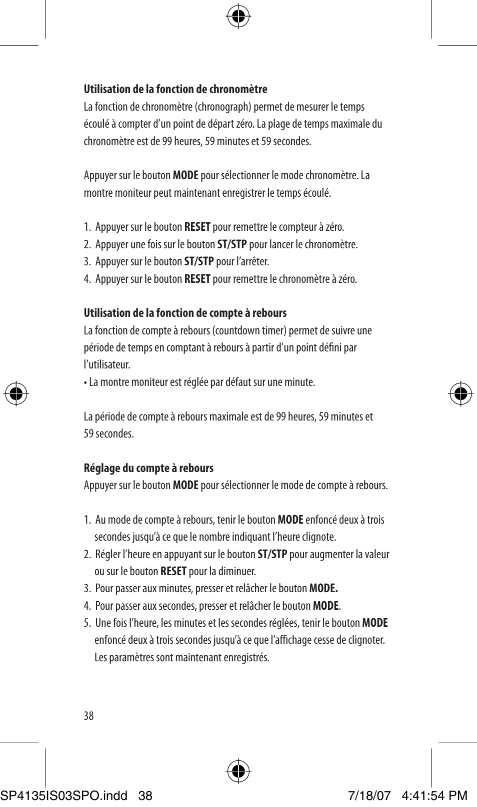 Sportline 925 Solo (Mens) User Manual | Page 38 / 72