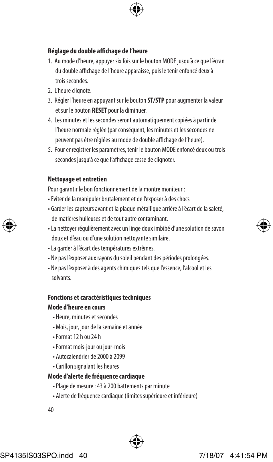 Sportline 925 Solo (Mens) User Manual | Page 40 / 72