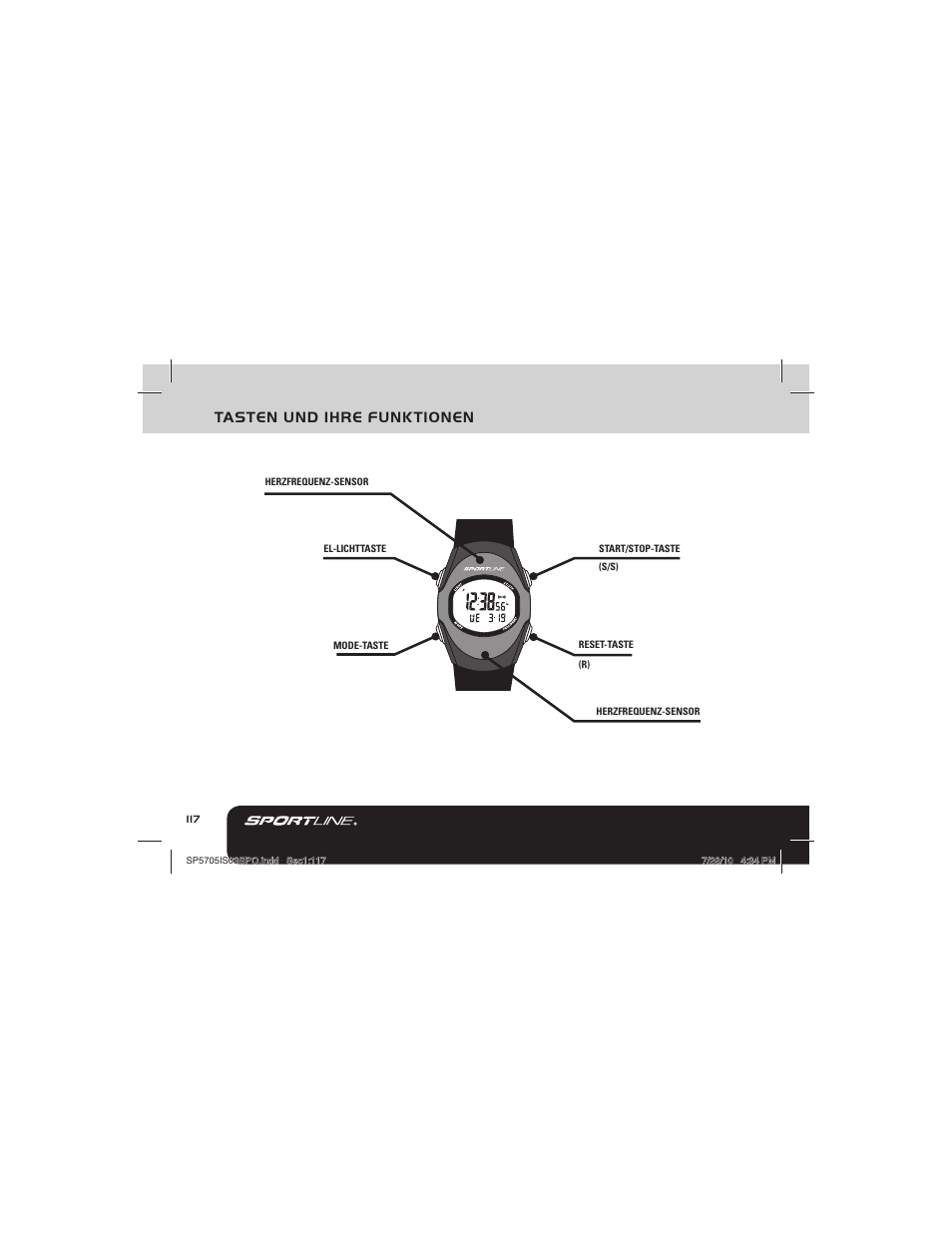 Tasten und ihre funktionen | Sportline 925 Solo (Womens) User Manual | Page 120 / 142