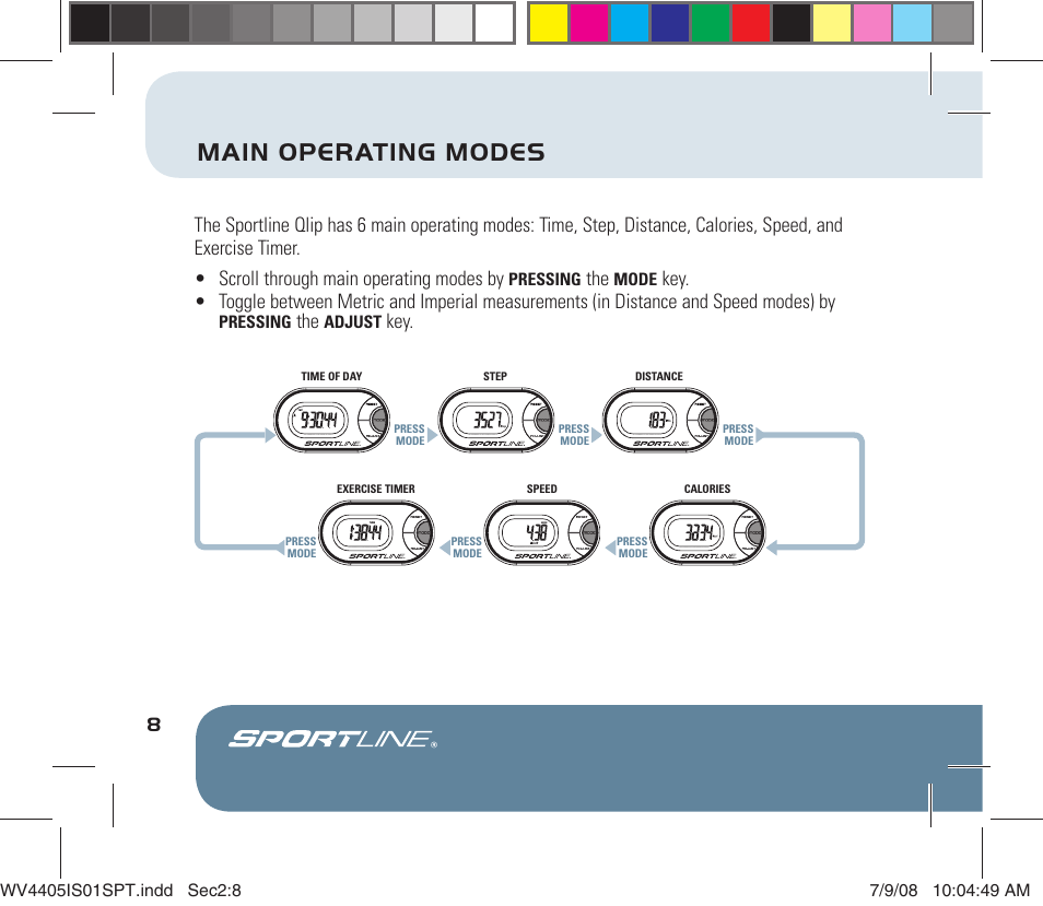 Main operating modes | Sportline 310 Qlip User Manual | Page 10 / 20