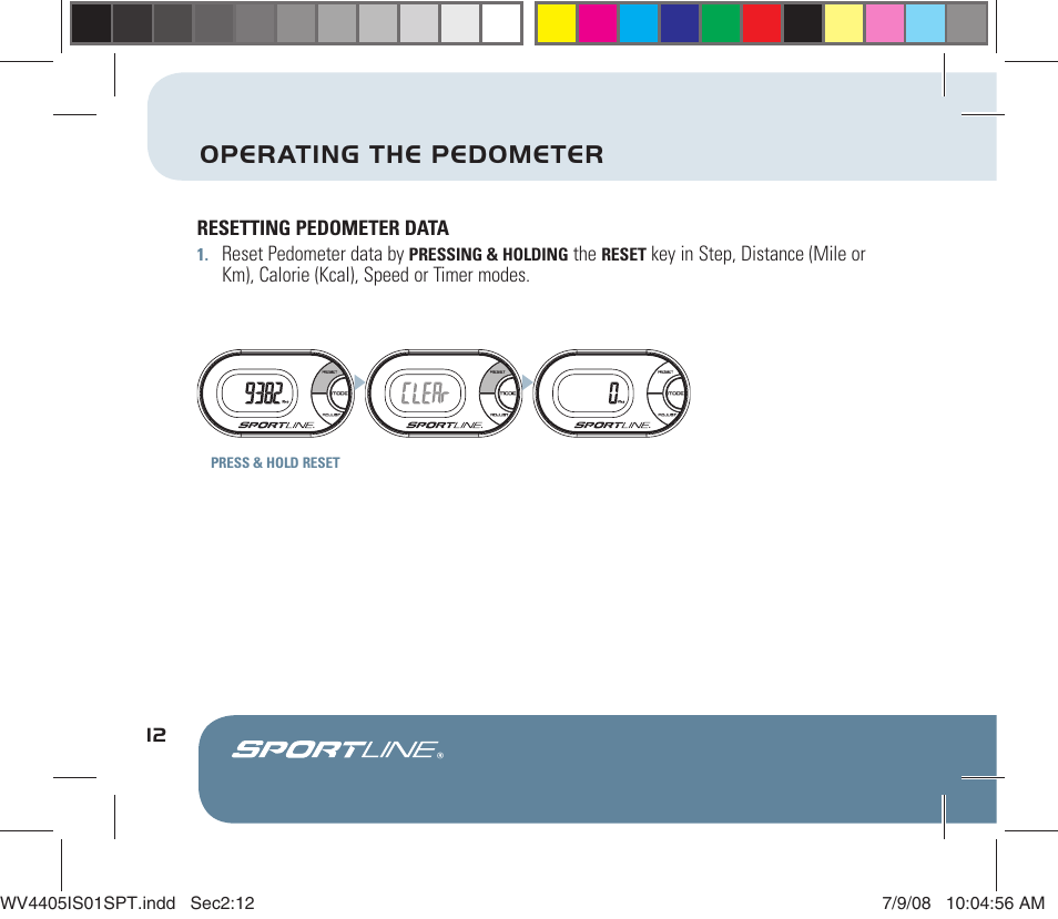 Operating the pedometer | Sportline 310 Qlip User Manual | Page 14 / 20