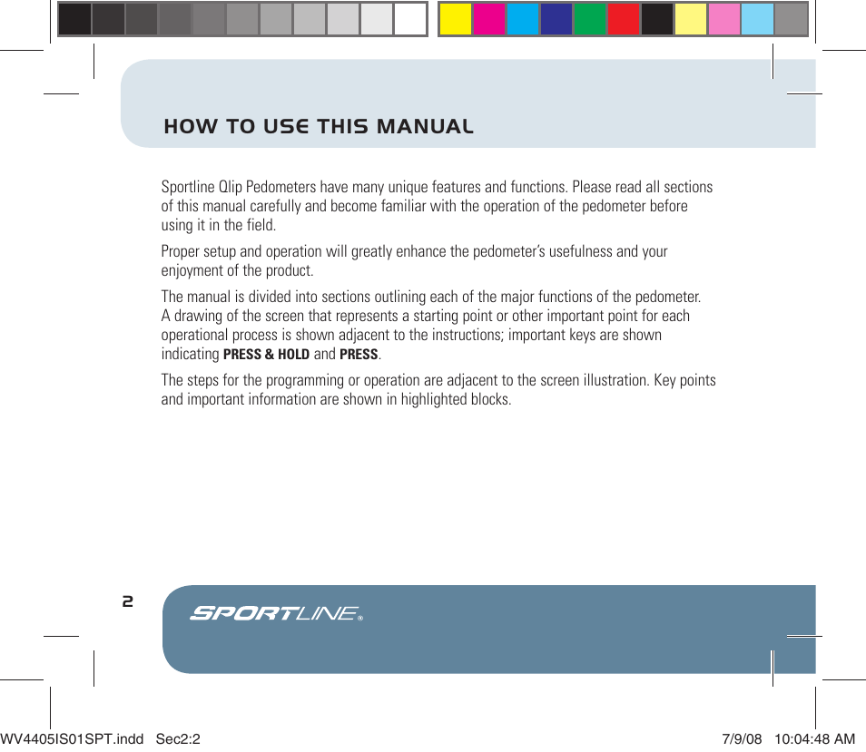 How to use this manual | Sportline 310 Qlip User Manual | Page 4 / 20