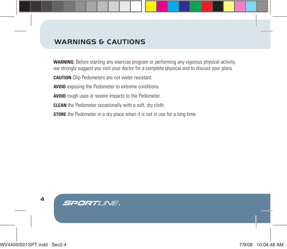 Warnings & cautions | Sportline 310 Qlip User Manual | Page 6 / 20