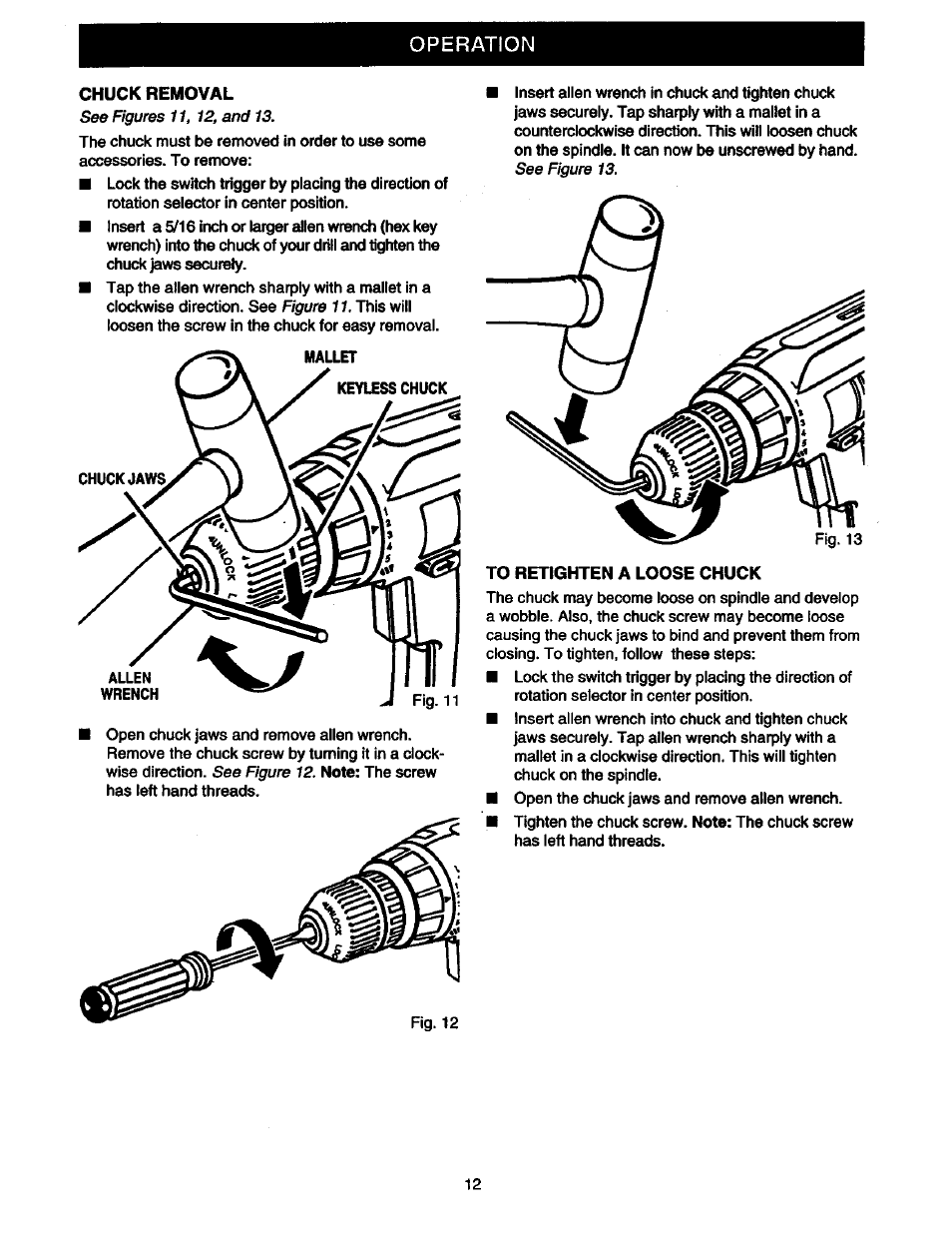 Operation, Figure 11, See figure 12 | Figure 13 | Craftsman 315.110780 User Manual | Page 12 / 16