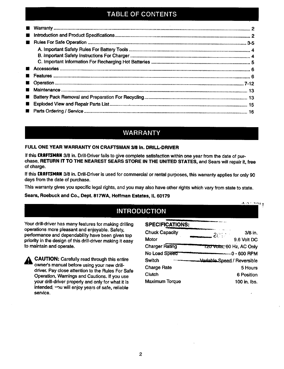 Craftsman 315.110780 User Manual | Page 2 / 16